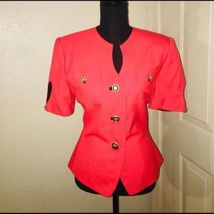 Kasper Red Blazer with Gold Accents